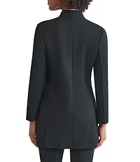 Ming Wang Stretch Crepe Modified Mandarin Open Front Bracelet Sleeve Jacket