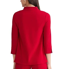 Ming Wang Stretch Crepe Scoop Neck 3/4 Sleeve Blouse