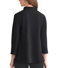 Ming Wang Stretch Crepe Scoop Neck 3/4 Sleeve Blouse