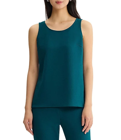 Ming Wang Stretch Crepe Scoop Neck Sleeveless Tank