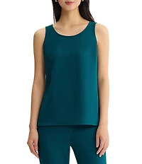 Ming Wang Stretch Crepe Scoop Neck Sleeveless Tank