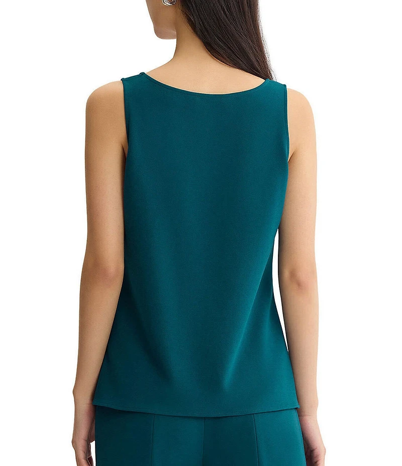 Ming Wang Stretch Crepe Scoop Neck Sleeveless Tank
