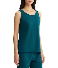 Ming Wang Stretch Crepe Scoop Neck Sleeveless Tank