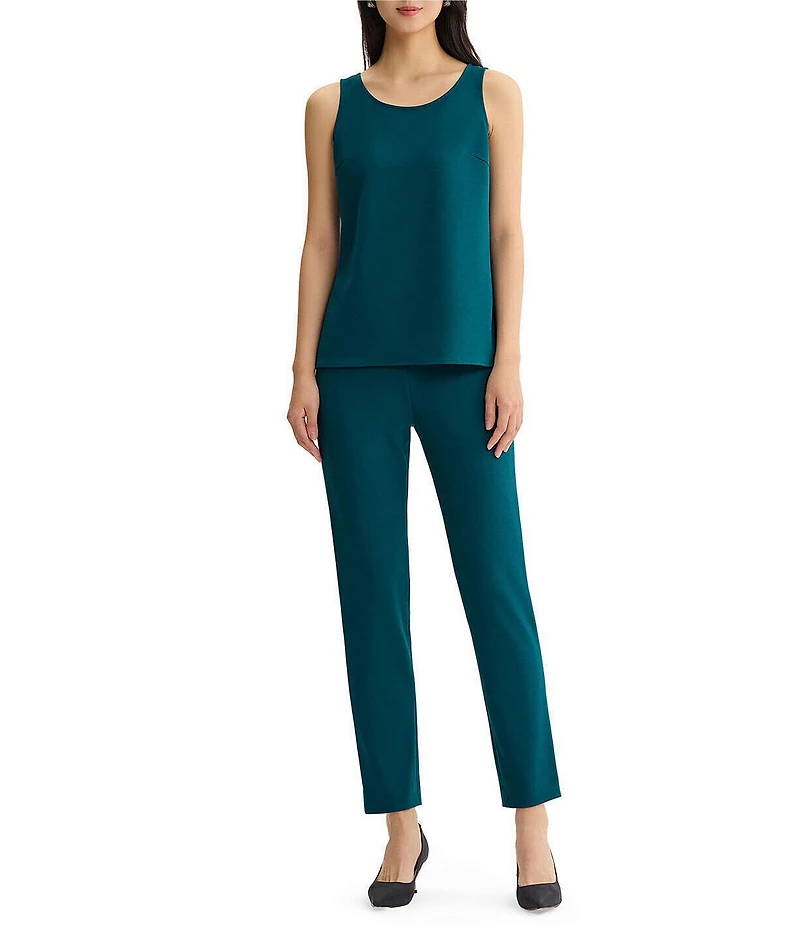 Ming Wang Stretch Crepe Scoop Neck Sleeveless Tank
