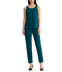 Ming Wang Stretch Crepe Scoop Neck Sleeveless Tank