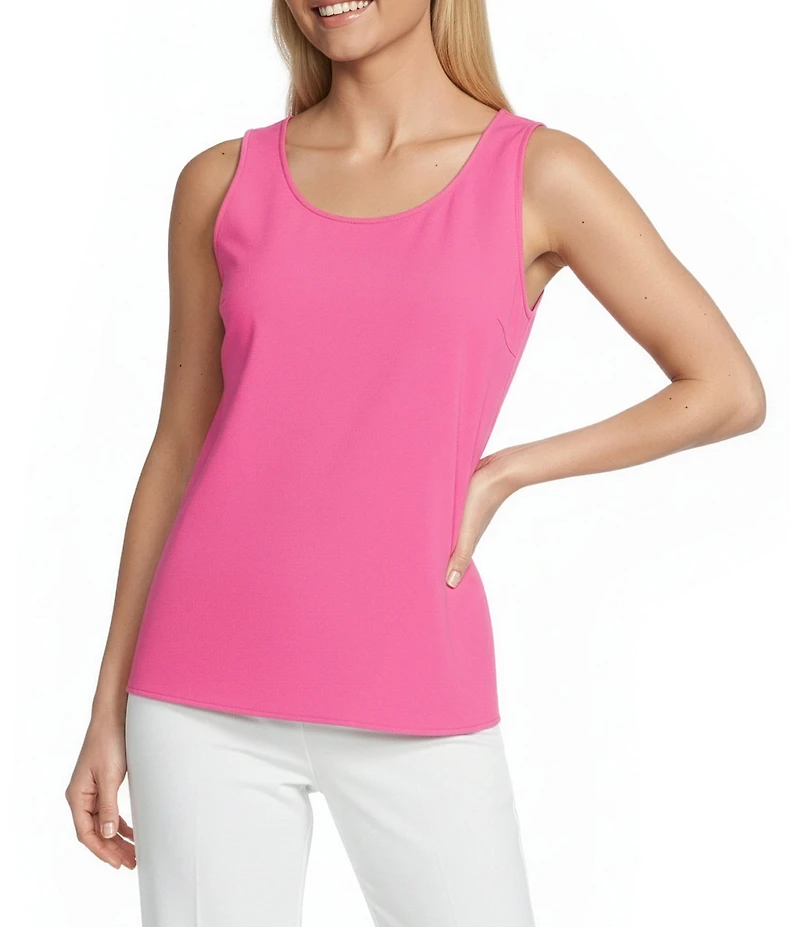 Ming Wang Stretch Crepe Scoop Neck Sleeveless Tank