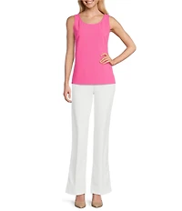 Ming Wang Stretch Crepe Scoop Neck Sleeveless Tank