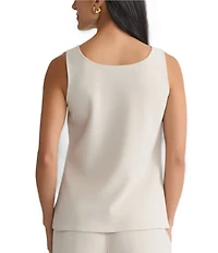 Ming Wang Stretch Crepe Scoop Neck Sleeveless Tank