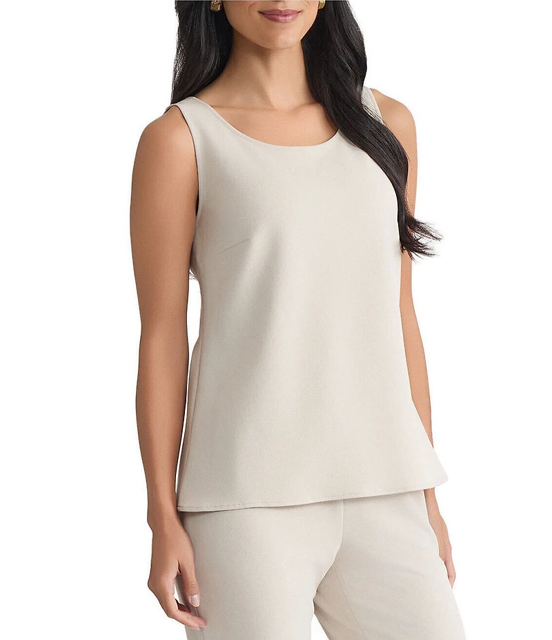 Ming Wang Stretch Crepe Scoop Neck Sleeveless Tank
