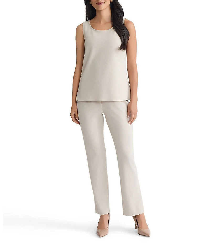 Ming Wang Stretch Crepe Scoop Neck Sleeveless Tank