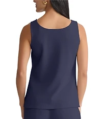 Ming Wang Stretch Crepe Scoop Neck Sleeveless Tank