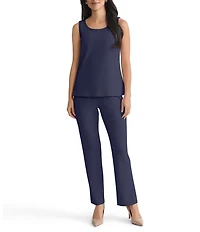 Ming Wang Stretch Crepe Scoop Neck Sleeveless Tank