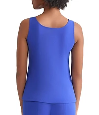 Ming Wang Stretch Crepe Scoop Neck Sleeveless Tank