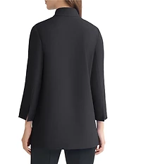 Ming Wang Stretch Crepe Stand Collar Bracelet Sleeve Zip Front Utility Jacket
