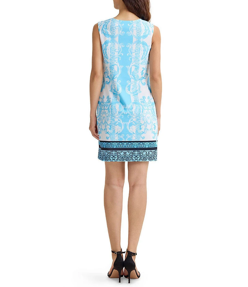 Ming Wang Stretch Deco Crepe Scoop Neck Sleeveless Sheath Dress