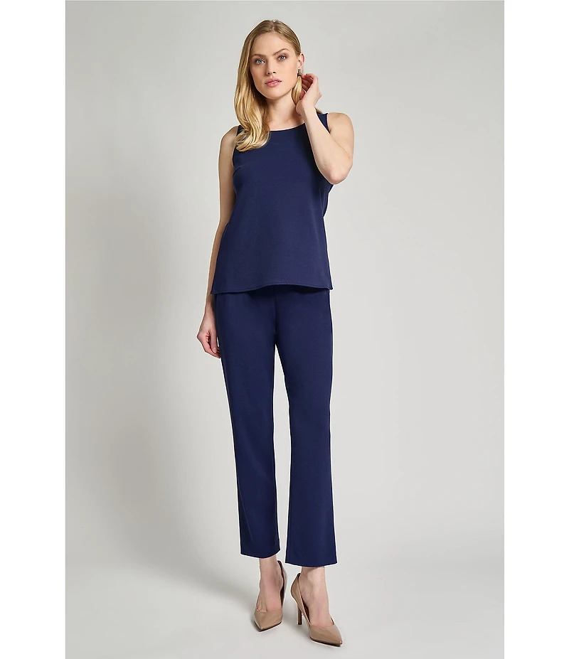 Ming Wang Stretch Deco Crepe Scoop Neck Sleeveless Top