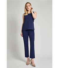 Ming Wang Stretch Deco Crepe Scoop Neck Sleeveless Top