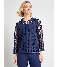 Ming Wang Stretch Deco Crepe Scoop Neck Sleeveless Top