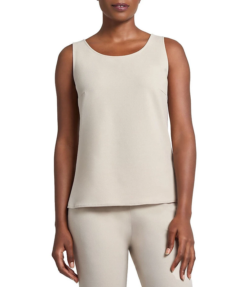 Ming Wang Stretch Deco Crepe Scoop Neck Sleeveless Top