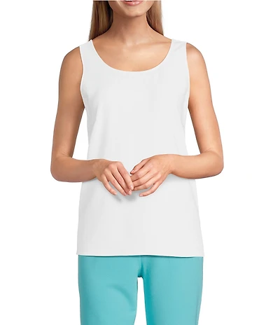 Ming Wang Stretch Deco Crepe Scoop Neck Sleeveless Top