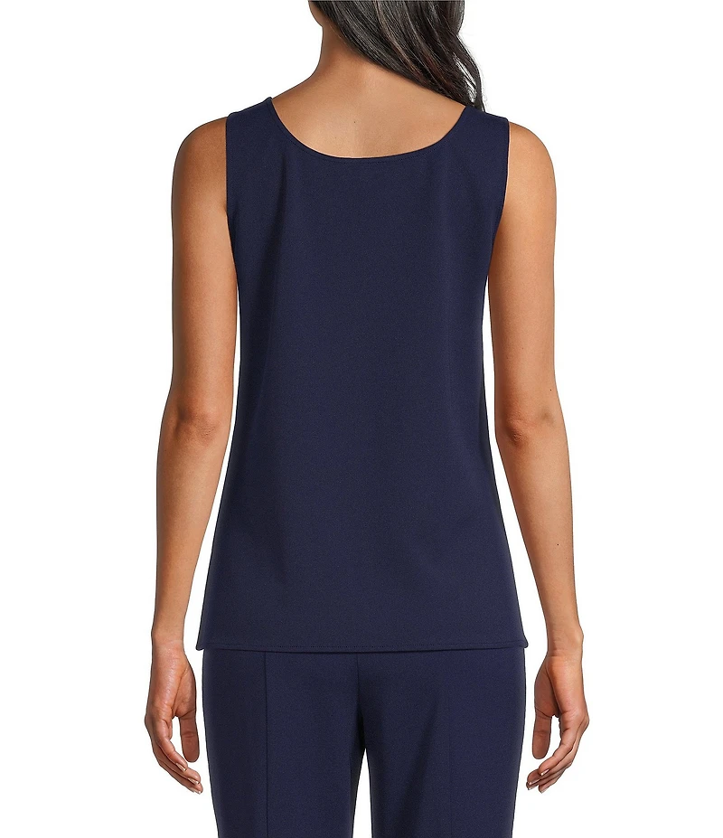 Ming Wang Stretch Deco Crepe Scoop Neck Sleeveless Top