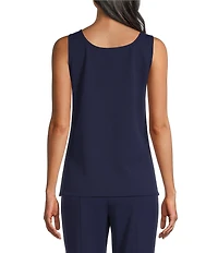 Ming Wang Stretch Deco Crepe Scoop Neck Sleeveless Top