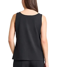 Ming Wang Stretch Deco Crepe Scoop Neck Sleeveless Tank