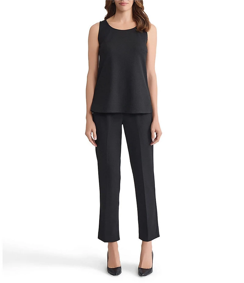 Ming Wang Stretch Deco Crepe Scoop Neck Sleeveless Tank