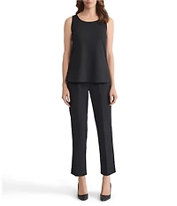 Ming Wang Stretch Deco Crepe Scoop Neck Sleeveless Tank