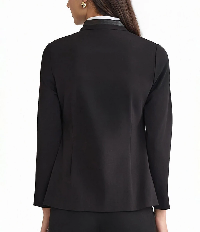 Ming Wang Stretch Ponte Stand Collar Long Sleeve Jacket