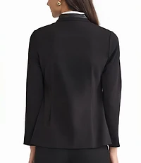 Ming Wang Stretch Ponte Stand Collar Long Sleeve Jacket