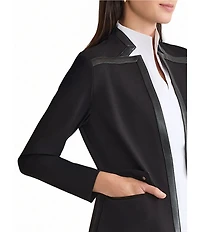 Ming Wang Stretch Ponte Stand Collar Long Sleeve Jacket