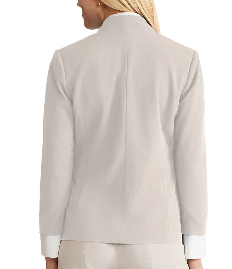 Ming Wang Tailored Two-Tone Stretch Crepe Notch Collar Long Sleeve Blazer