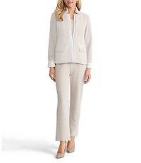 Ming Wang Tailored Two-Tone Stretch Crepe Notch Collar Long Sleeve Blazer