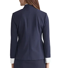 Ming Wang Tailored Two-Tone Stretch Crepe Notch Collar Long Sleeve Blazer