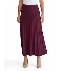 Ming Wang Textured Soft Knit Pleated A-Line Maxi Skirt