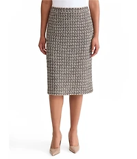 Ming Wang Tweed Knit A-Line Skirt