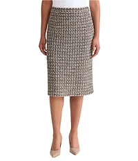 Ming Wang Tweed Knit A-Line Midi Skirt