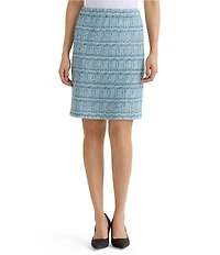 Ming Wang Tweed Knit Elastic Waist Straight Skirt