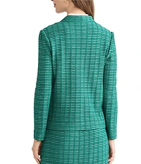 Ming Wang Tweed Knit Wing Collar Long Sleeve Jacket