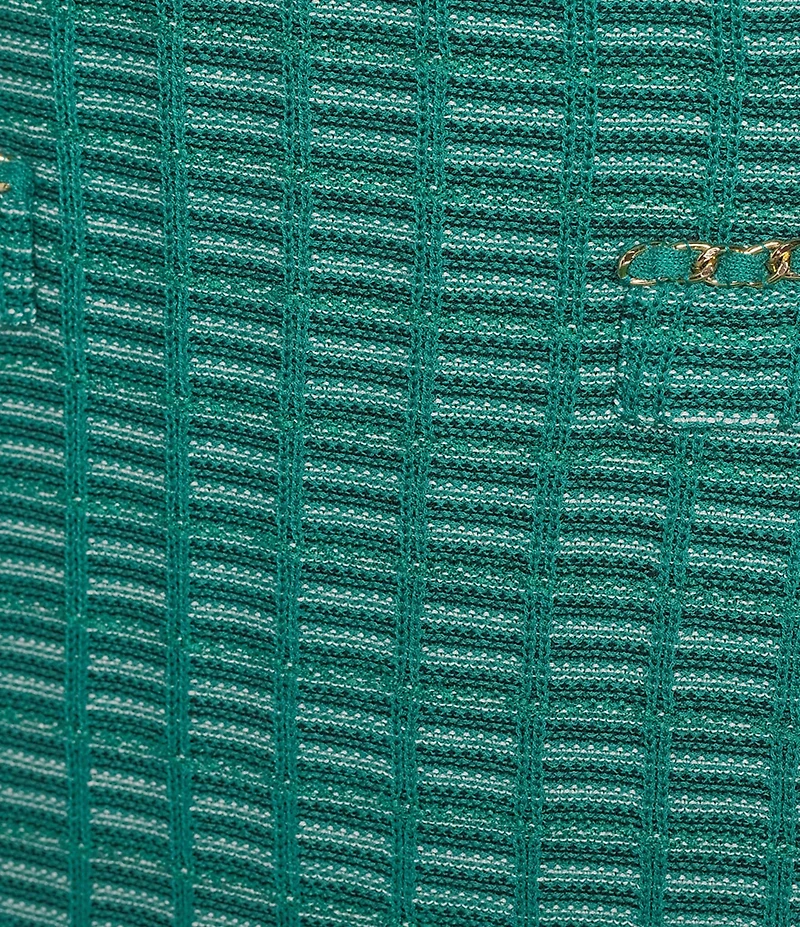 Ming Wang Tweed Ottoman Knit V-Neck Bracelet Sleeve Sheath Midi Dress