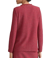 Ming Wang Whipstitch Chain Trim Knit Long Sleeve Jacket