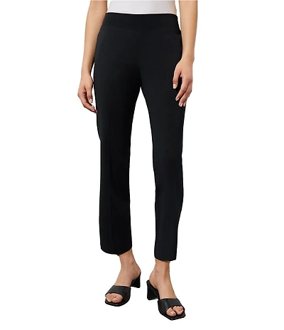 Ming Wang Woven Slim Straight Leg Elastic Waist Cropped Pull-On Pants