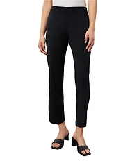 Ming Wang Woven Slim Straight Leg Elastic Waist Cropped Pull-On Pants