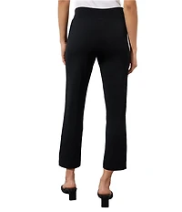 Ming Wang Woven Slim Straight Leg Elastic Waist Cropped Pull-On Pants