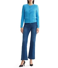 Ming Wang Wrinkle-Resistant Raised Diamond Ribbed Knit Cardigan