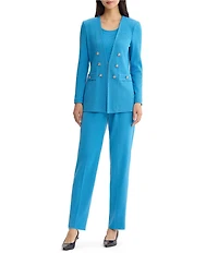 Ming Wang Wrinkle-Resistant Tailored Textural Tonal Knit Long Sleeve Jacket