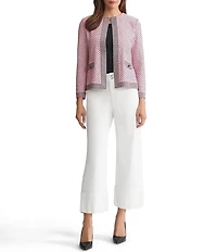 Ming Wang x Family Savvy Coordinating Shell Stitch Crew Neck Long Sleeve Jacket