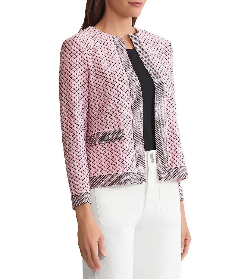 Ming Wang x Family Savvy Coordinating Shell Stitch Crew Neck Long Sleeve Jacket