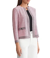 Ming Wang x Family Savvy Coordinating Shell Stitch Crew Neck Long Sleeve Jacket